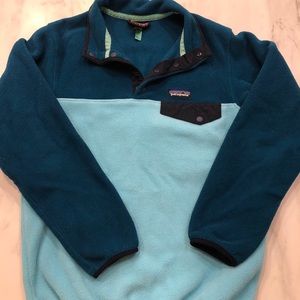 PATAGONIA BLUE COLORBLOCK FLEECE PULLOVER